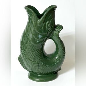 Wade Pottery Ceramic Green Gluggle Jug Pitcher Stock on Trenton England 8.5 in